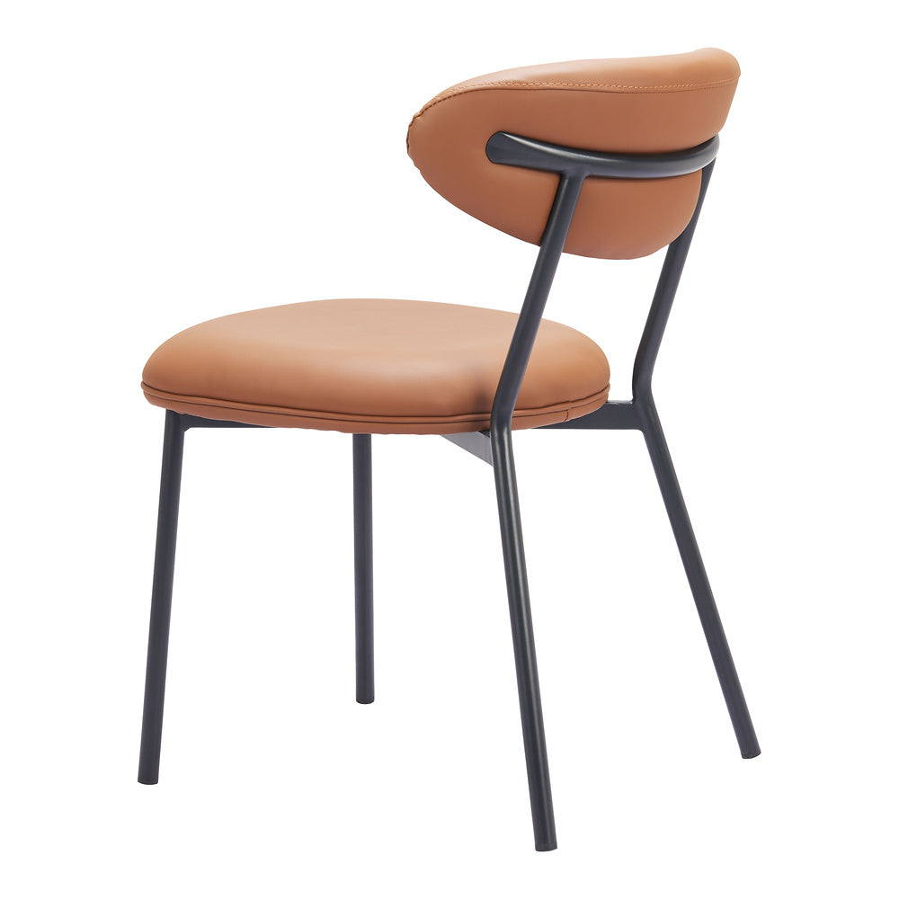 Silla Comercial para Salón de Eventos - ZUO RORUN - Café - Asiento y Respaldo Tapizados en Piel Sintética