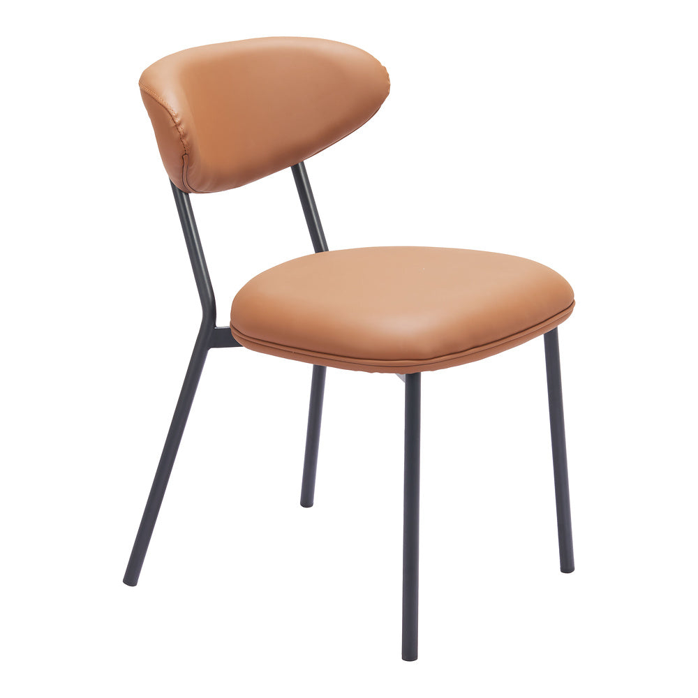 Silla Comercial para Salón de Eventos - ZUO RORUN - Café - Asiento y Respaldo Tapizados en Piel Sintética