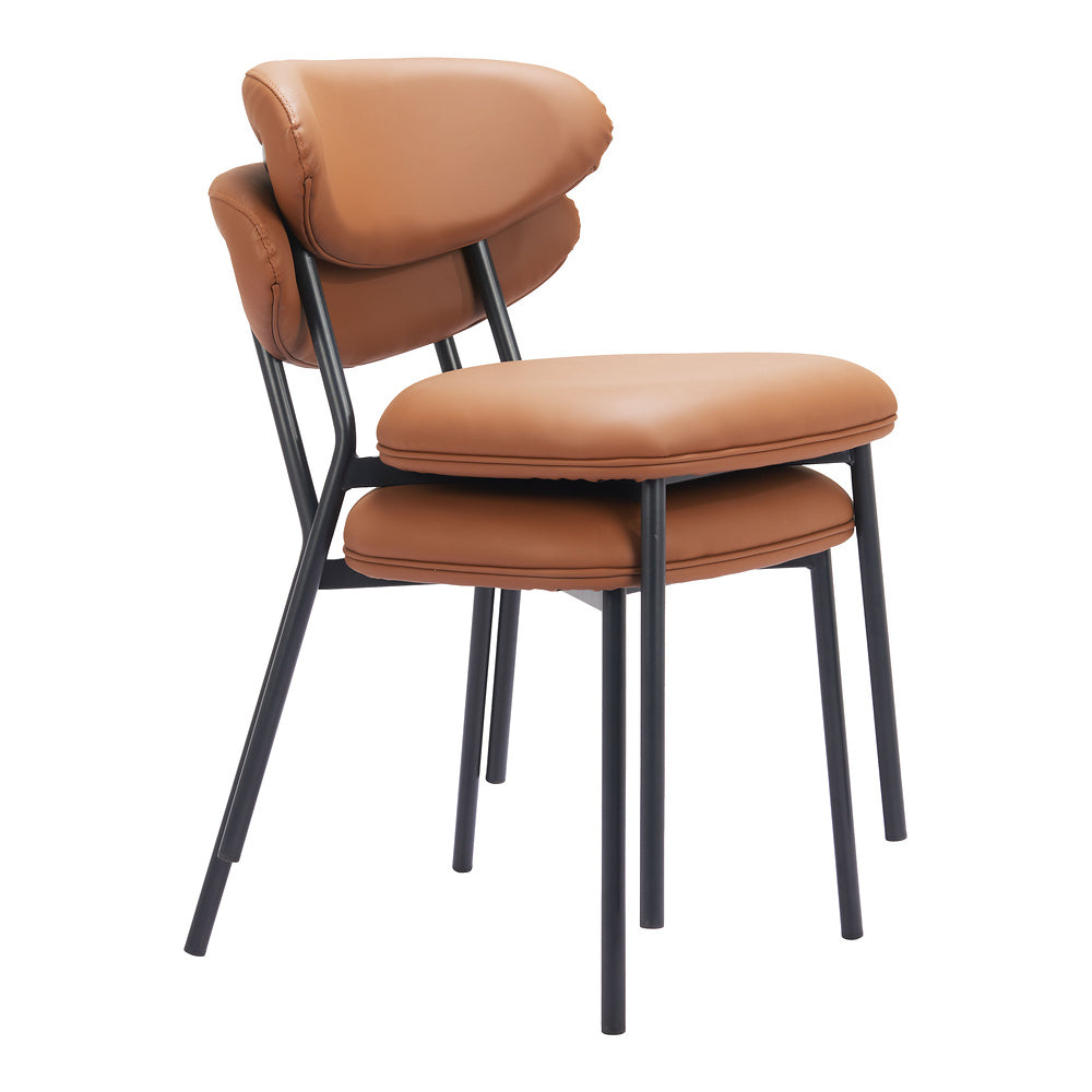 Silla Comercial para Salón de Eventos - ZUO RORUN - Café - Asiento y Respaldo Tapizados en Piel Sintética