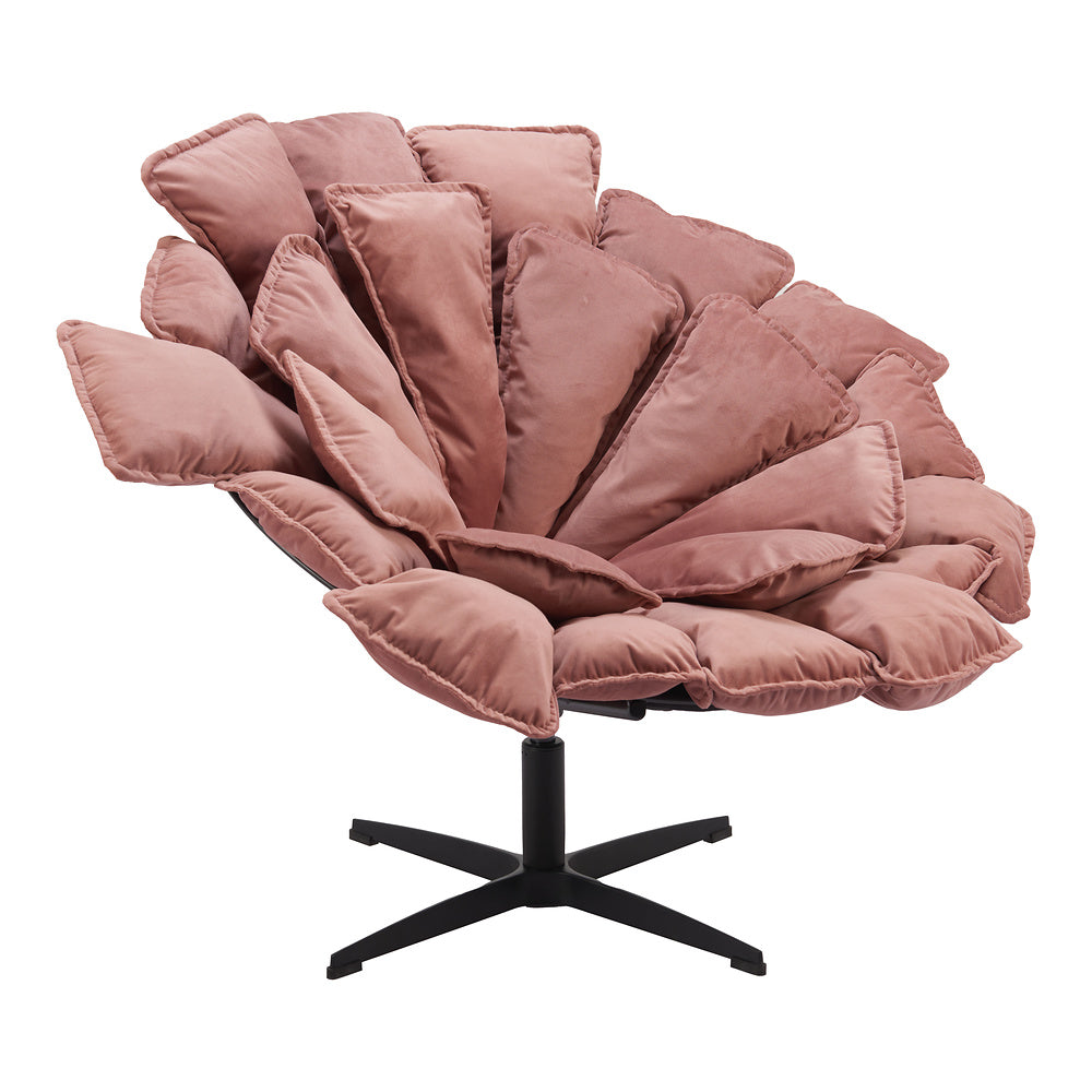 Sillón Ocasional para Coworking - ZUO KIPAS - Rosa - Asiento y Respaldo Tapizados en Tela Tipo Terciopelo