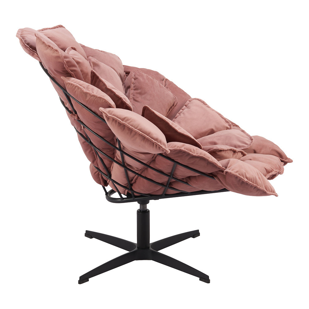 Sillón Ocasional para Coworking - ZUO KIPAS - Rosa - Asiento y Respaldo Tapizados en Tela Tipo Terciopelo