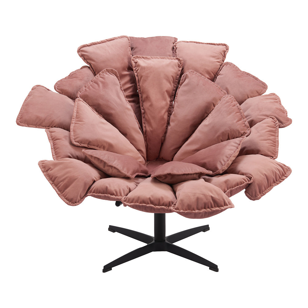 Sillón Ocasional para Coworking - ZUO KIPAS - Rosa - Asiento y Respaldo Tapizados en Tela Tipo Terciopelo