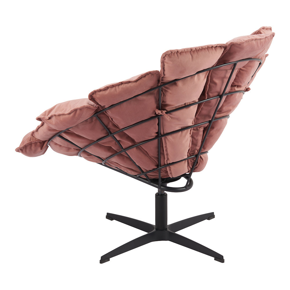 Sillón Ocasional para Coworking - ZUO KIPAS - Rosa - Asiento y Respaldo Tapizados en Tela Tipo Terciopelo