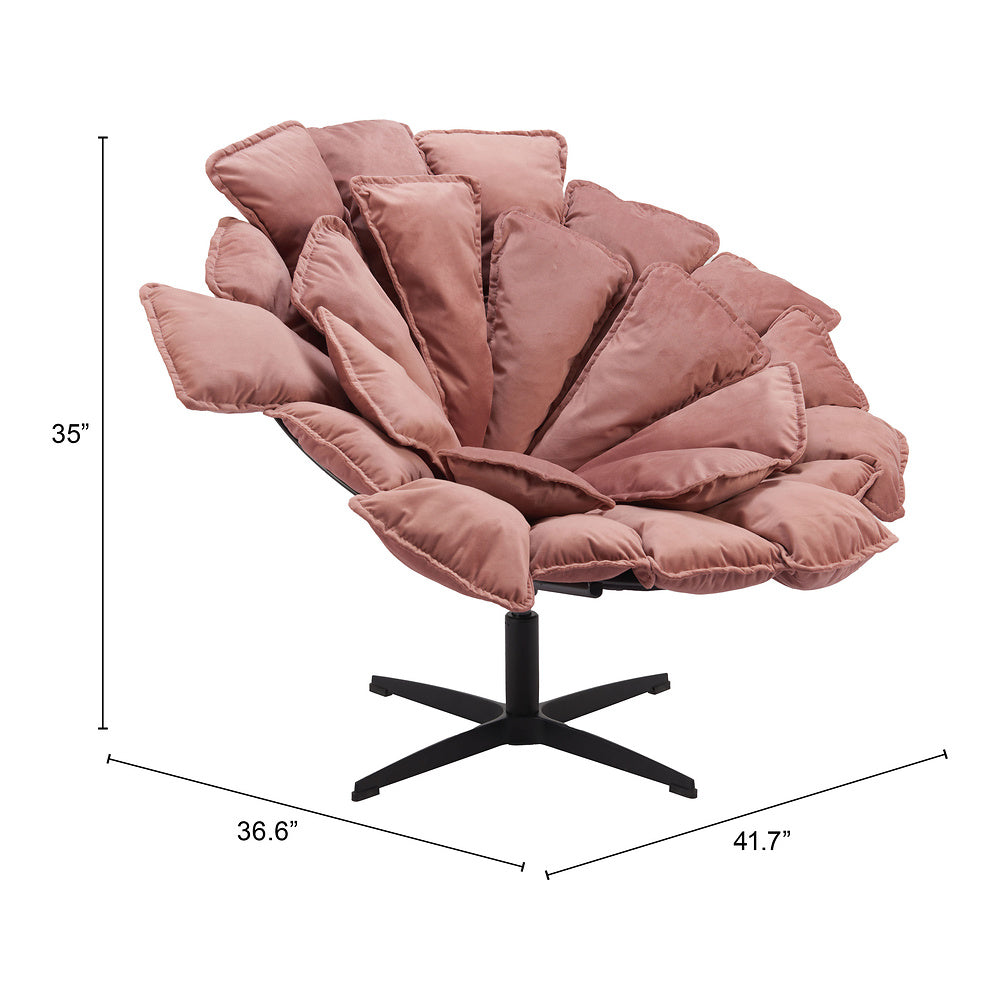 Sillón Ocasional para Coworking - ZUO KIPAS - Rosa - Asiento y Respaldo Tapizados en Tela Tipo Terciopelo