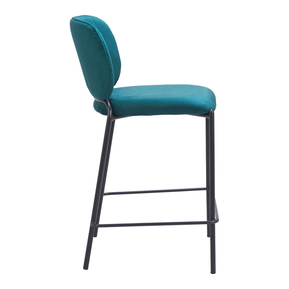 Banco Mostrador para Barra de Hotel - ZUO PLAT - Varios Colores - Asiento y Respaldo Tapizados en Tela Tipo Terciopelo - Verde