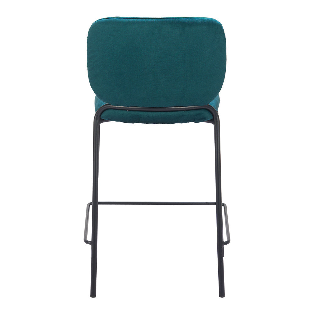 Banco Mostrador para Barra de Hotel - ZUO PLAT - Varios Colores - Asiento y Respaldo Tapizados en Tela Tipo Terciopelo - Verde
