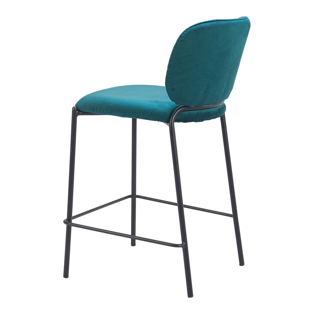 Banco Mostrador para Barra de Hotel - ZUO PLAT - Varios Colores - Asiento y Respaldo Tapizados en Tela Tipo Terciopelo - Verde