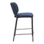 Banco Mostrador para Barra de Hotel - ZUO PLAT - Varios Colores - Asiento y Respaldo Tapizados en Tela Tipo Terciopelo - Azul