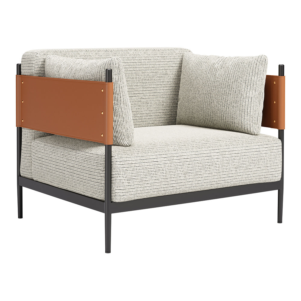Sillón con Descansabrazos para Boutique - ZUO STIRBE - Gris - Asiento y Respaldo Tapizados en Piel Sintética