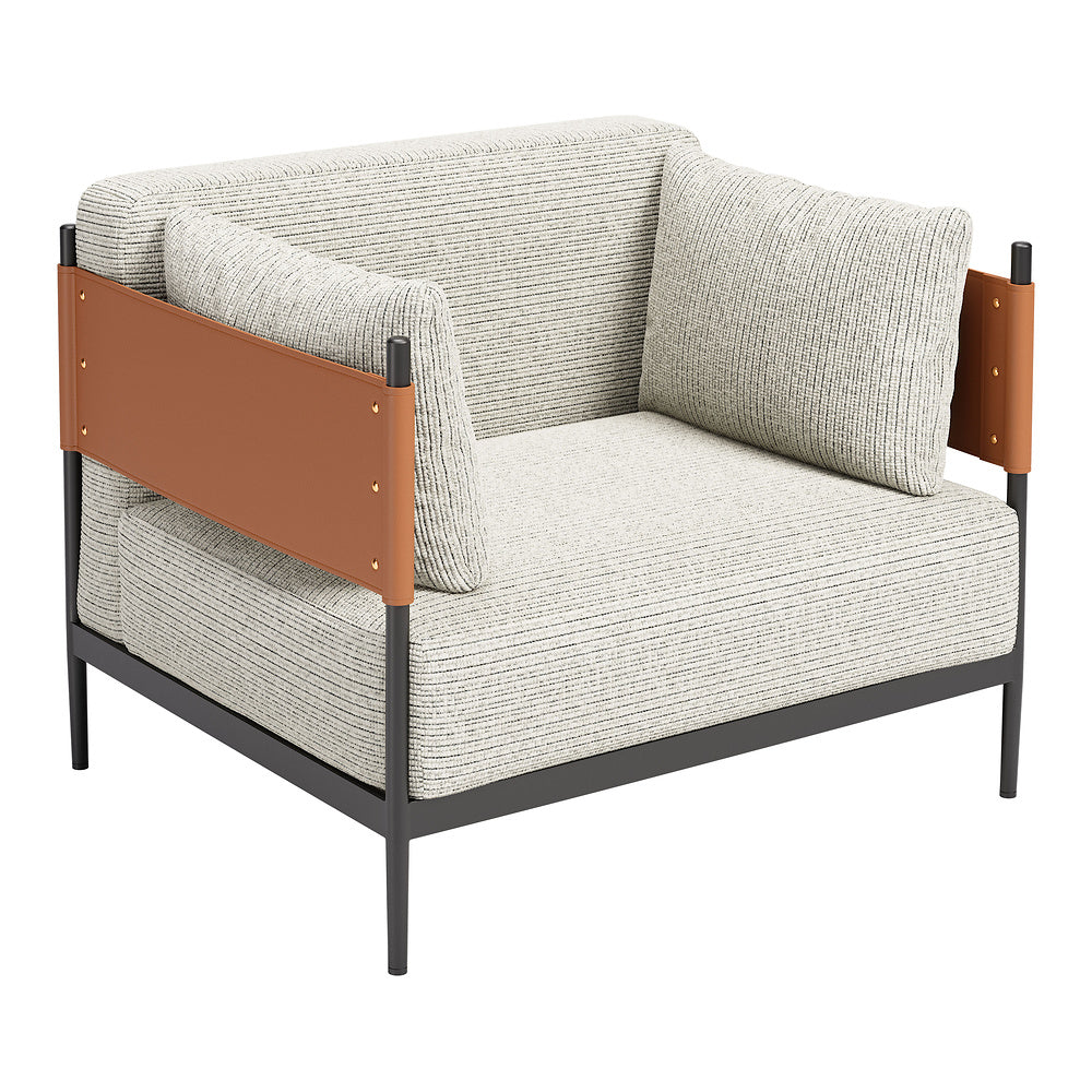 Sillón con Descansabrazos para Boutique - ZUO STIRBE - Gris - Asiento y Respaldo Tapizados en Piel Sintética