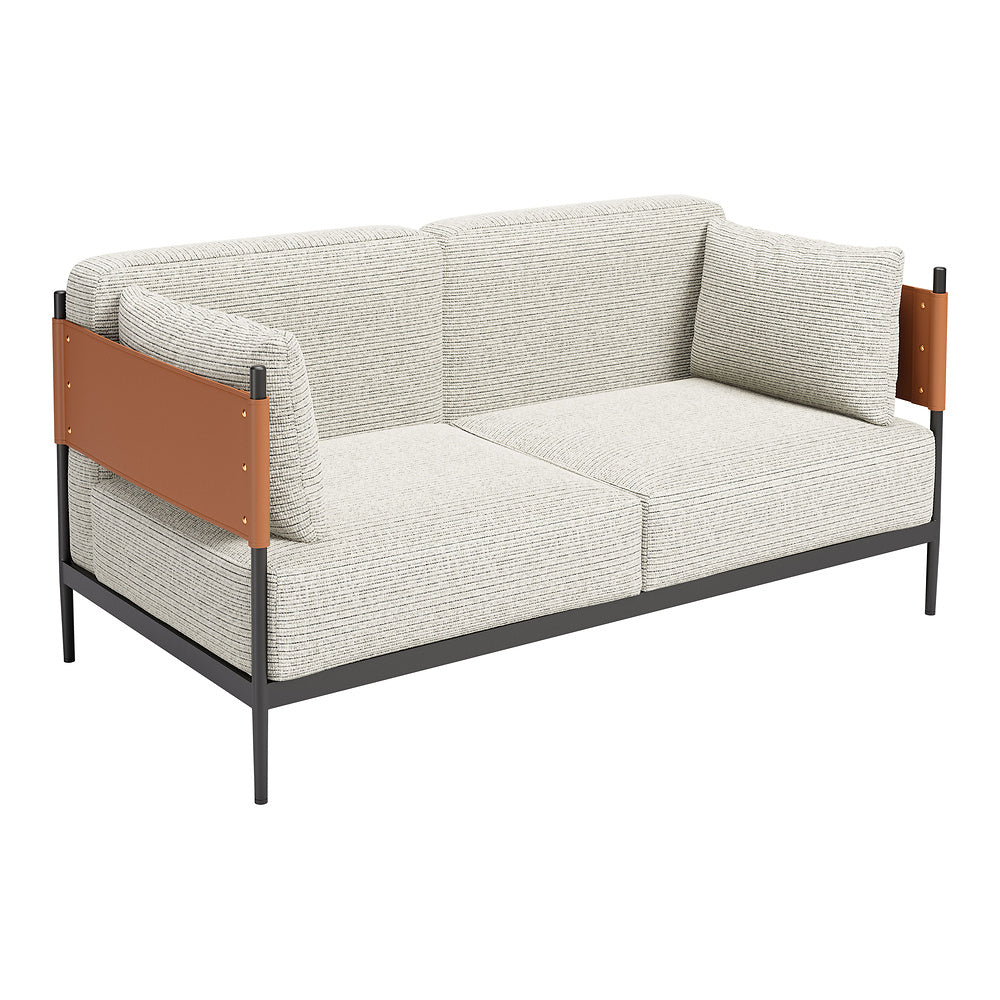 Love Seat para Salón de Belleza 2 Plazas - ZUO STIRBE - Gris - Asiento y Respaldo Tapizados en Piel Sintética
