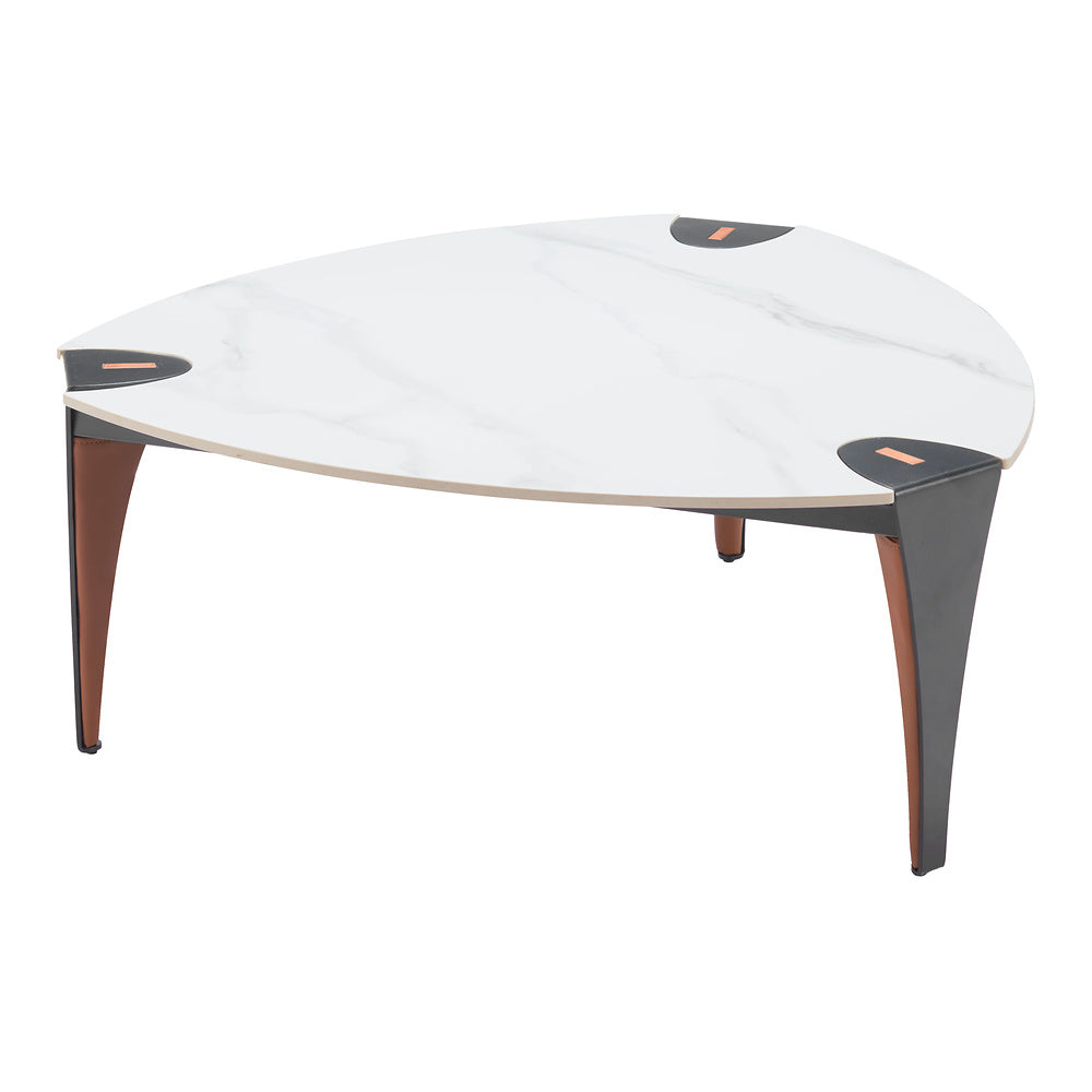 Mesa de Centro para Consultorio - ZUO BOGEY - Multicolor - Cubierta de Piedra Sinterizada Símil Mármol y Estructura de Acero con Recubrimiento en Polvo
