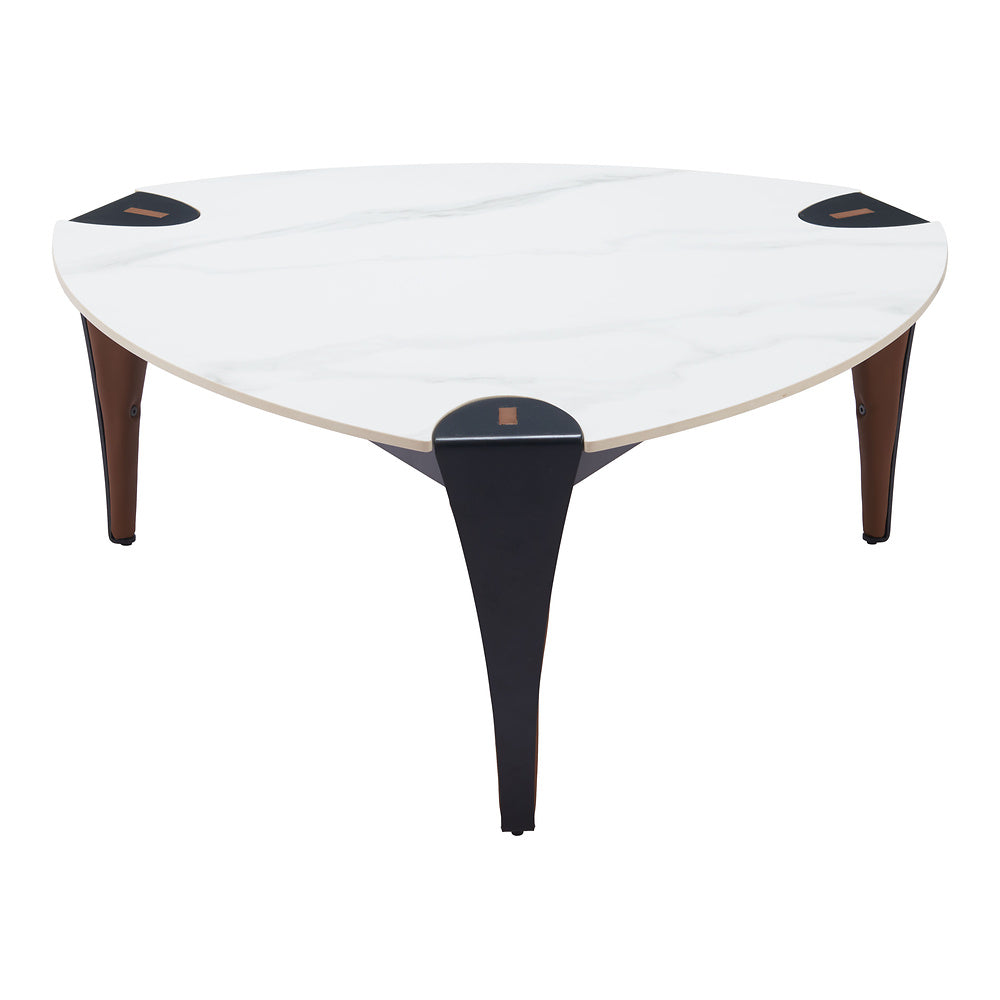 Mesa de Centro para Consultorio - ZUO BOGEY - Multicolor - Cubierta de Piedra Sinterizada Símil Mármol y Estructura de Acero con Recubrimiento en Polvo