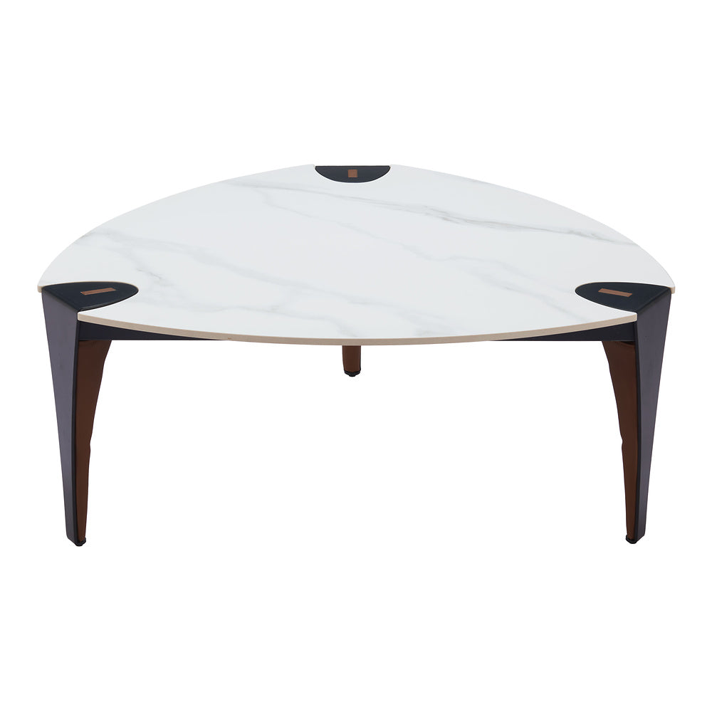 Mesa de Centro para Consultorio - ZUO BOGEY - Multicolor - Cubierta de Piedra Sinterizada Símil Mármol y Estructura de Acero con Recubrimiento en Polvo