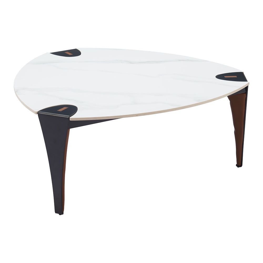 Mesa de Centro para Consultorio - ZUO BOGEY - Multicolor - Cubierta de Piedra Sinterizada Símil Mármol y Estructura de Acero con Recubrimiento en Polvo
