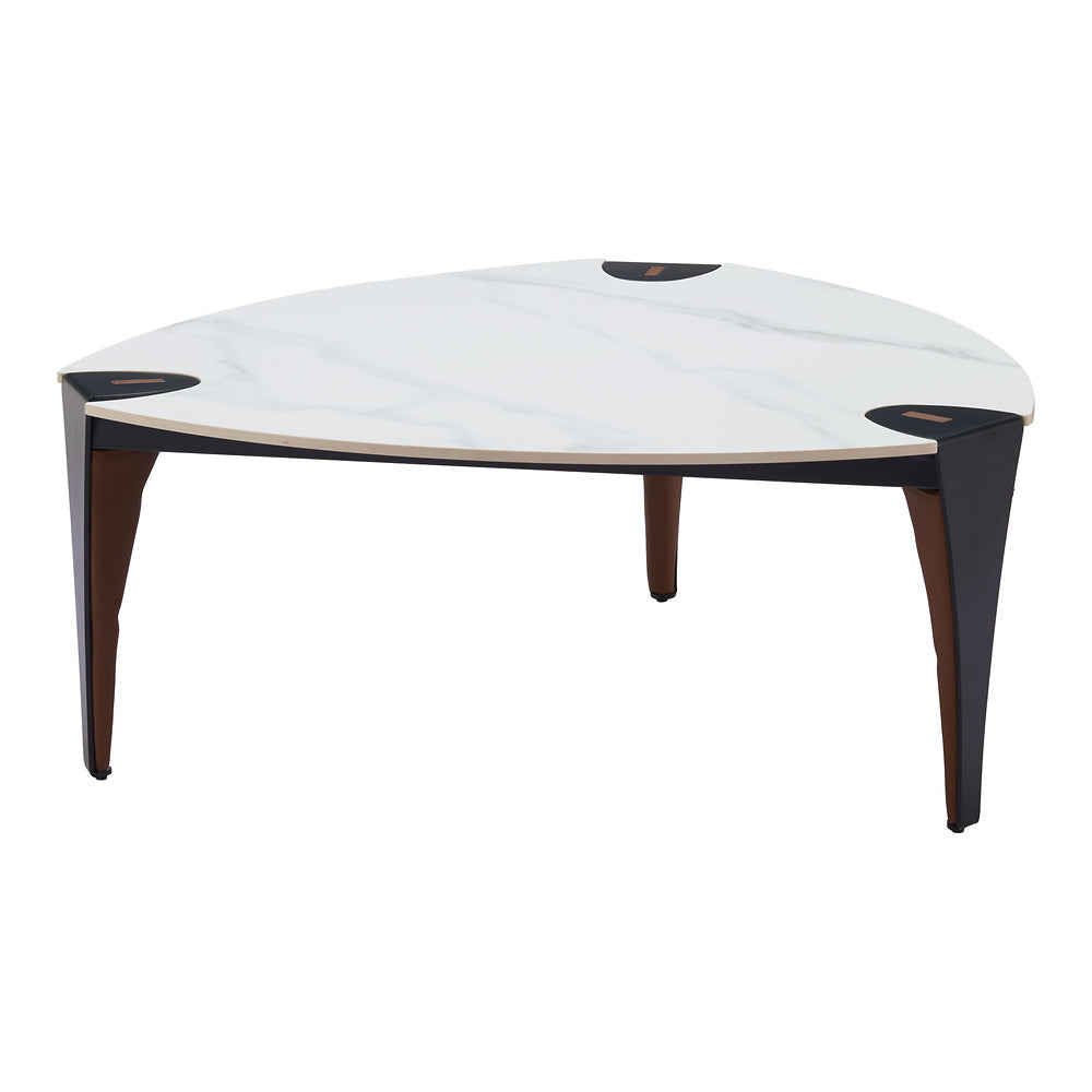 Mesa de Centro para Consultorio - ZUO BOGEY - Multicolor - Cubierta de Piedra Sinterizada Símil Mármol y Estructura de Acero con Recubrimiento en Polvo