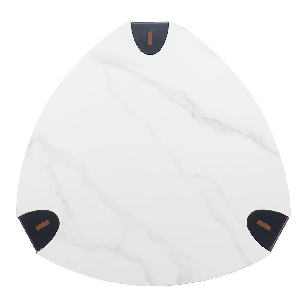 Mesa de Centro para Consultorio - ZUO BOGEY - Multicolor - Cubierta de Piedra Sinterizada Símil Mármol y Estructura de Acero con Recubrimiento en Polvo
