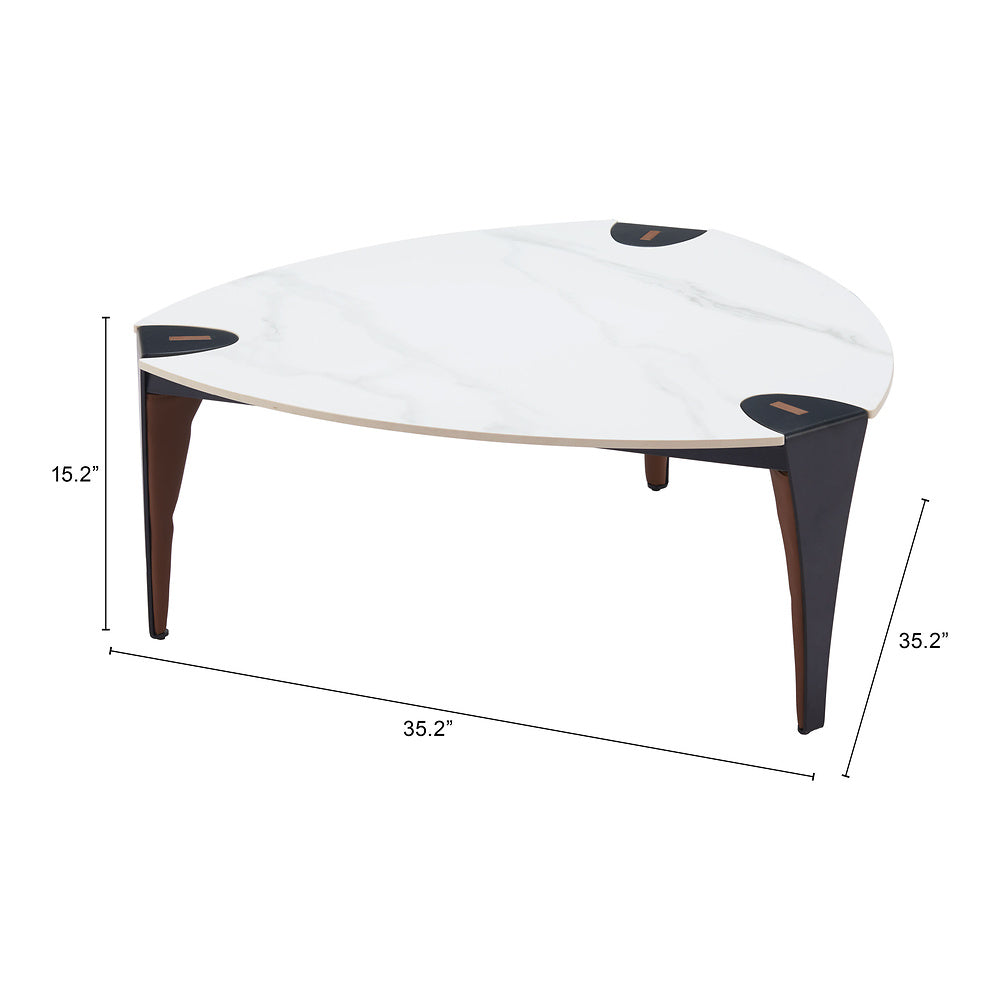 Mesa de Centro para Consultorio - ZUO BOGEY - Multicolor - Cubierta de Piedra Sinterizada Símil Mármol y Estructura de Acero con Recubrimiento en Polvo