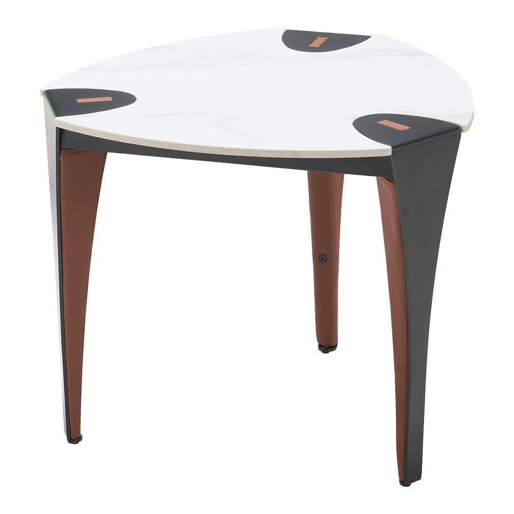 Mesa Auxiliar para Recepción - ZUO BOGEY - Multicolor - Cubierta de Piedra Sinterizada Símil Mármol y Estructura de Acero con Recubrimiento en Polvo