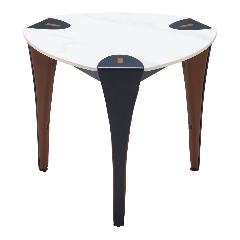 Mesa Auxiliar para Recepción - ZUO BOGEY - Multicolor - Cubierta de Piedra Sinterizada Símil Mármol y Estructura de Acero con Recubrimiento en Polvo
