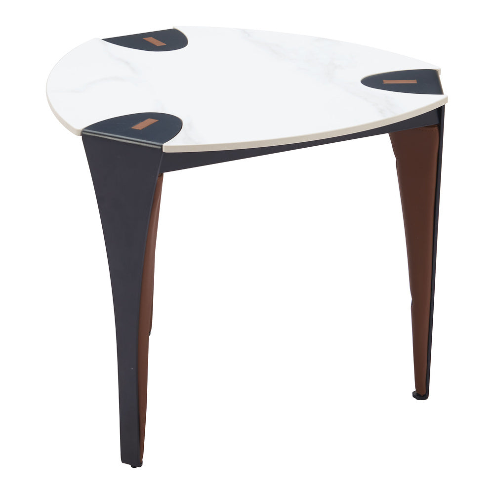 Mesa Auxiliar para Recepción - ZUO BOGEY - Multicolor - Cubierta de Piedra Sinterizada Símil Mármol y Estructura de Acero con Recubrimiento en Polvo