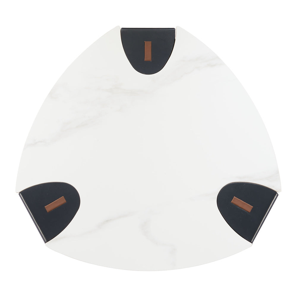 Mesa Auxiliar para Recepción - ZUO BOGEY - Multicolor - Cubierta de Piedra Sinterizada Símil Mármol y Estructura de Acero con Recubrimiento en Polvo