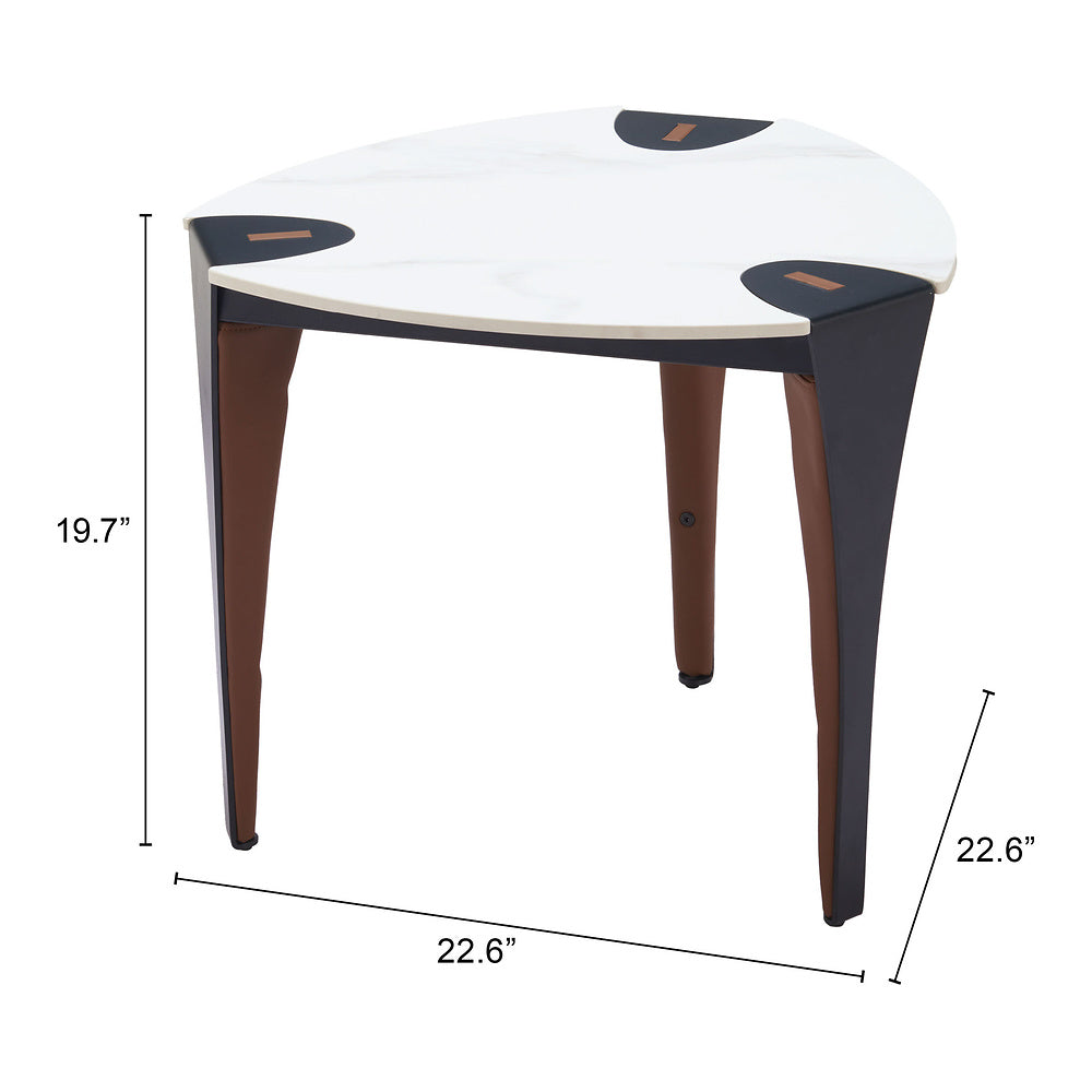 Mesa Auxiliar para Recepción - ZUO BOGEY - Multicolor - Cubierta de Piedra Sinterizada Símil Mármol y Estructura de Acero con Recubrimiento en Polvo
