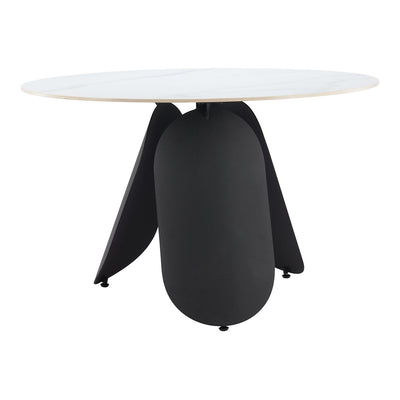 Mesa de Comedor para Food Court - ZUO TORU - Blanco - Cubierta de Piedra Sinterizada Símil Mármol y Estructura de Acero con Recubrimiento en Polvo