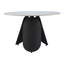 Mesa de Comedor para Food Court - ZUO TORU - Blanco - Cubierta de Piedra Sinterizada Símil Mármol y Estructura de Acero con Recubrimiento en Polvo