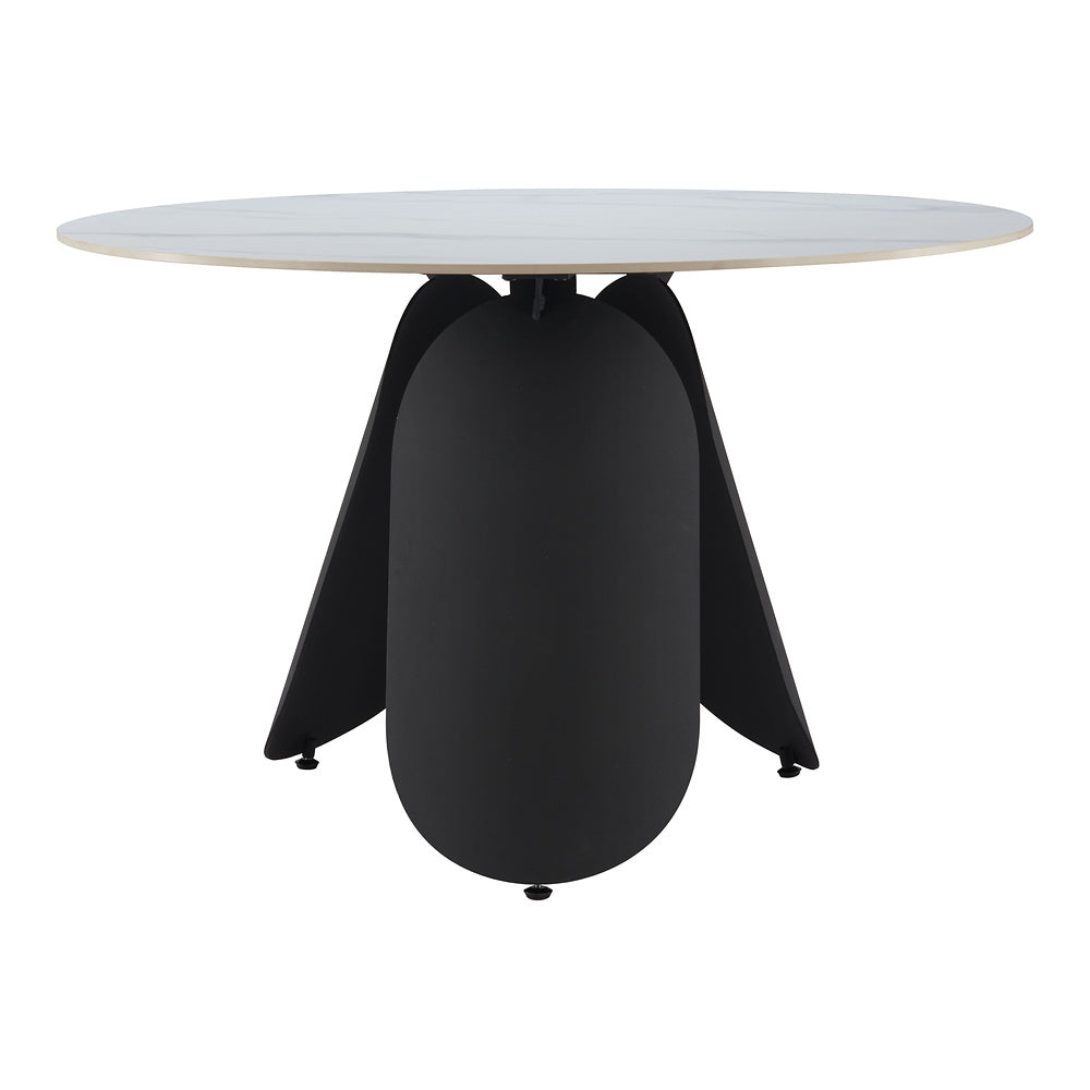 Mesa de Comedor para Food Court - ZUO TORU - Blanco - Cubierta de Piedra Sinterizada Símil Mármol y Estructura de Acero con Recubrimiento en Polvo