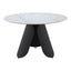 Mesa de Comedor para Food Court - ZUO TORU - Blanco - Cubierta de Piedra Sinterizada Símil Mármol y Estructura de Acero con Recubrimiento en Polvo