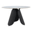 Mesa de Comedor para Food Court - ZUO TORU - Blanco - Cubierta de Piedra Sinterizada Símil Mármol y Estructura de Acero con Recubrimiento en Polvo