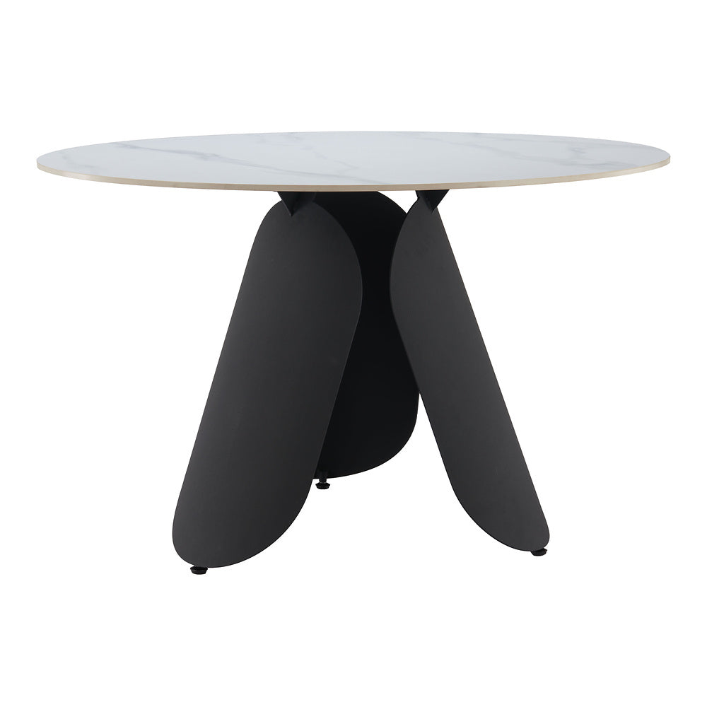Mesa de Comedor para Food Court - ZUO TORU - Blanco - Cubierta de Piedra Sinterizada Símil Mármol y Estructura de Acero con Recubrimiento en Polvo