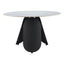 Mesa de Comedor para Food Court - ZUO TORU - Blanco - Cubierta de Piedra Sinterizada Símil Mármol y Estructura de Acero con Recubrimiento en Polvo