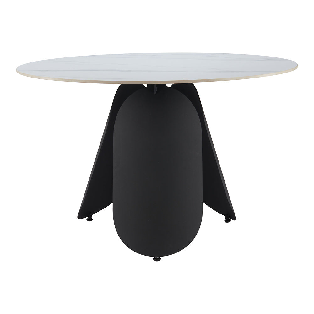 Mesa de Comedor para Food Court - ZUO TORU - Blanco - Cubierta de Piedra Sinterizada Símil Mármol y Estructura de Acero con Recubrimiento en Polvo