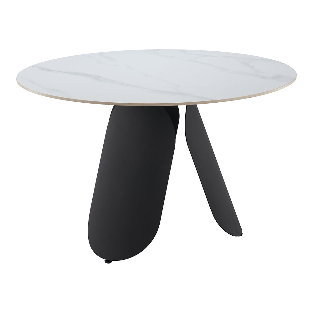 Mesa de Comedor para Food Court - ZUO TORU - Blanco - Cubierta de Piedra Sinterizada Símil Mármol y Estructura de Acero con Recubrimiento en Polvo