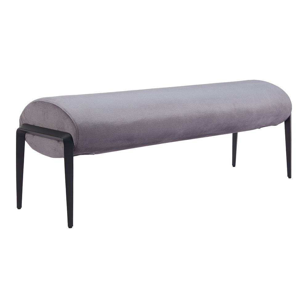 Banca para Vestidor 2 Plazas - ZUO GLATT - Varios Colores - Asiento y Respaldo Tapizados en Tela Tipo Terciopelo - Gris