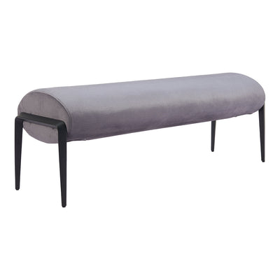 Banca para Vestidor 2 Plazas - ZUO GLATT - Varios Colores - Asiento y Respaldo Tapizados en Tela Tipo Terciopelo - Gris