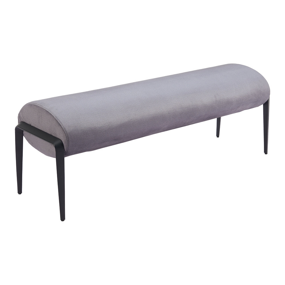 Banca para Vestidor 2 Plazas - ZUO GLATT - Varios Colores - Asiento y Respaldo Tapizados en Tela Tipo Terciopelo - Gris
