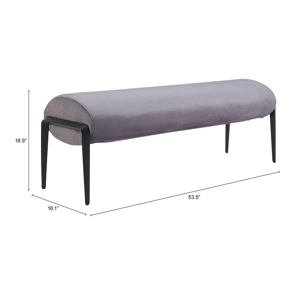 Banca para Vestidor 2 Plazas - ZUO GLATT - Varios Colores - Asiento y Respaldo Tapizados en Tela Tipo Terciopelo - Gris