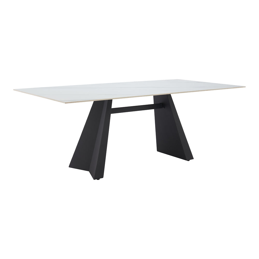 Mesa de Comedor para Bistró - ZUO INKY - Blanco - Cubierta de Piedra Sinterizada Símil Mármol y Estructura de Acero con Recubrimiento en Polvo