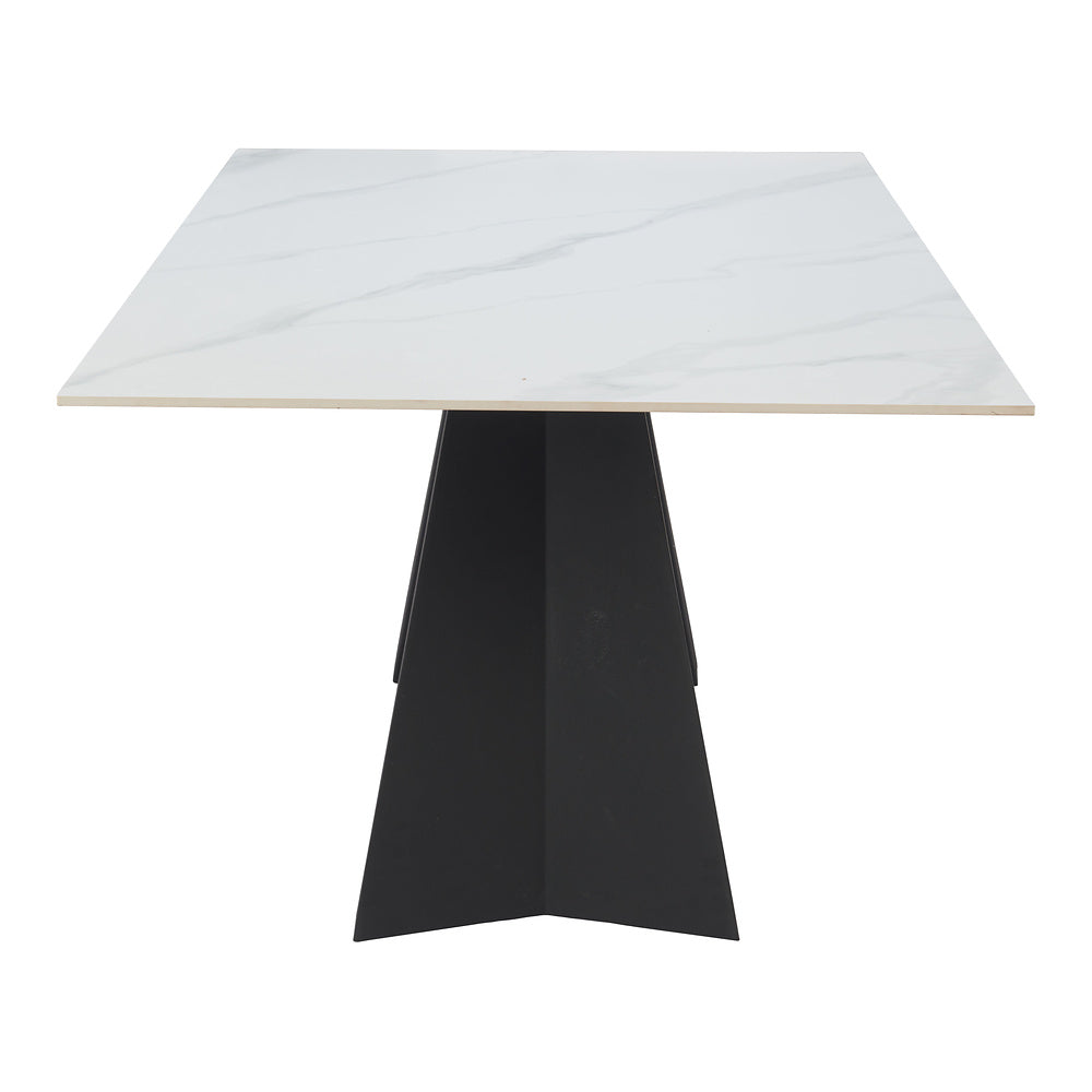 Mesa de Comedor para Bistró - ZUO INKY - Blanco - Cubierta de Piedra Sinterizada Símil Mármol y Estructura de Acero con Recubrimiento en Polvo