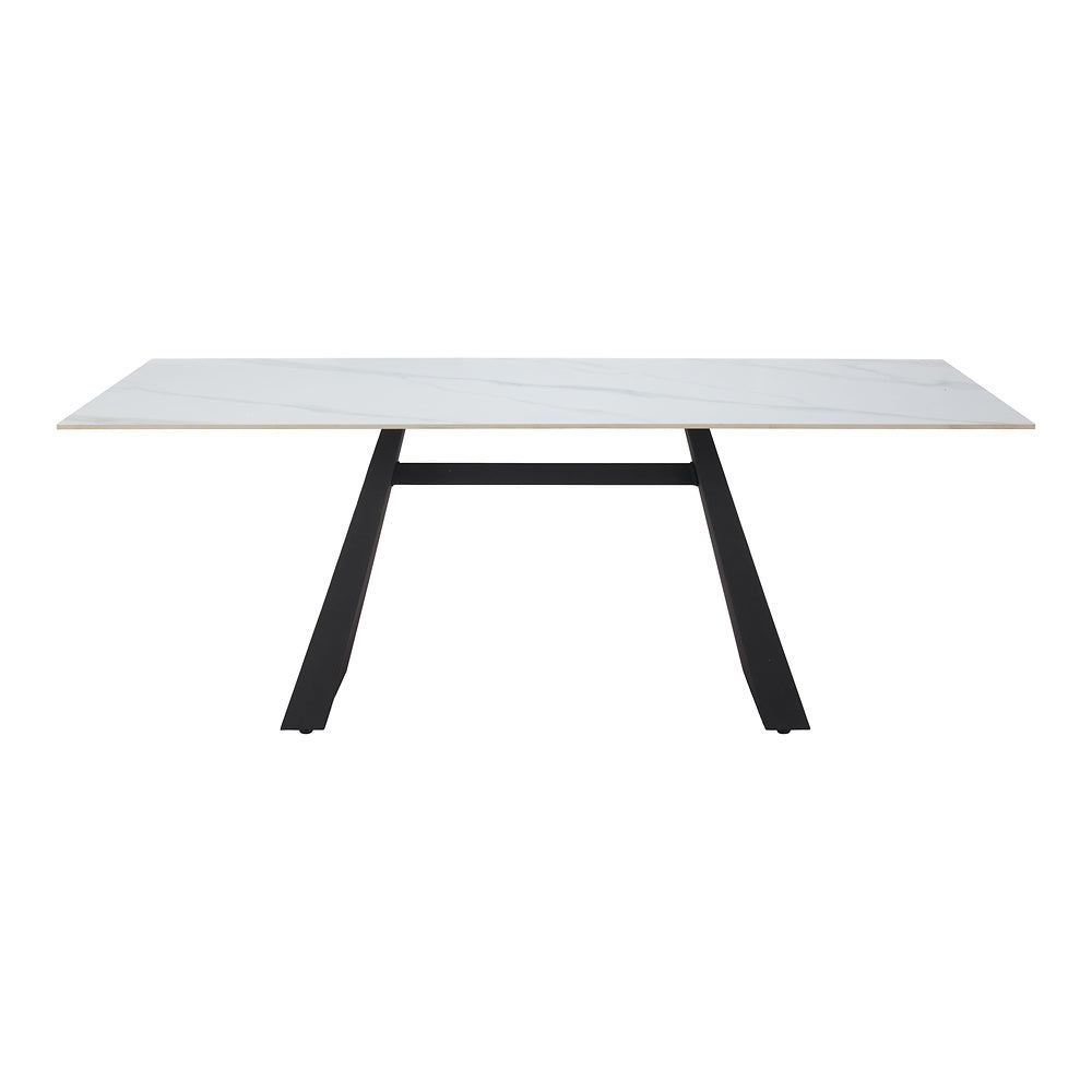 Mesa de Comedor para Bistró - ZUO INKY - Blanco - Cubierta de Piedra Sinterizada Símil Mármol y Estructura de Acero con Recubrimiento en Polvo
