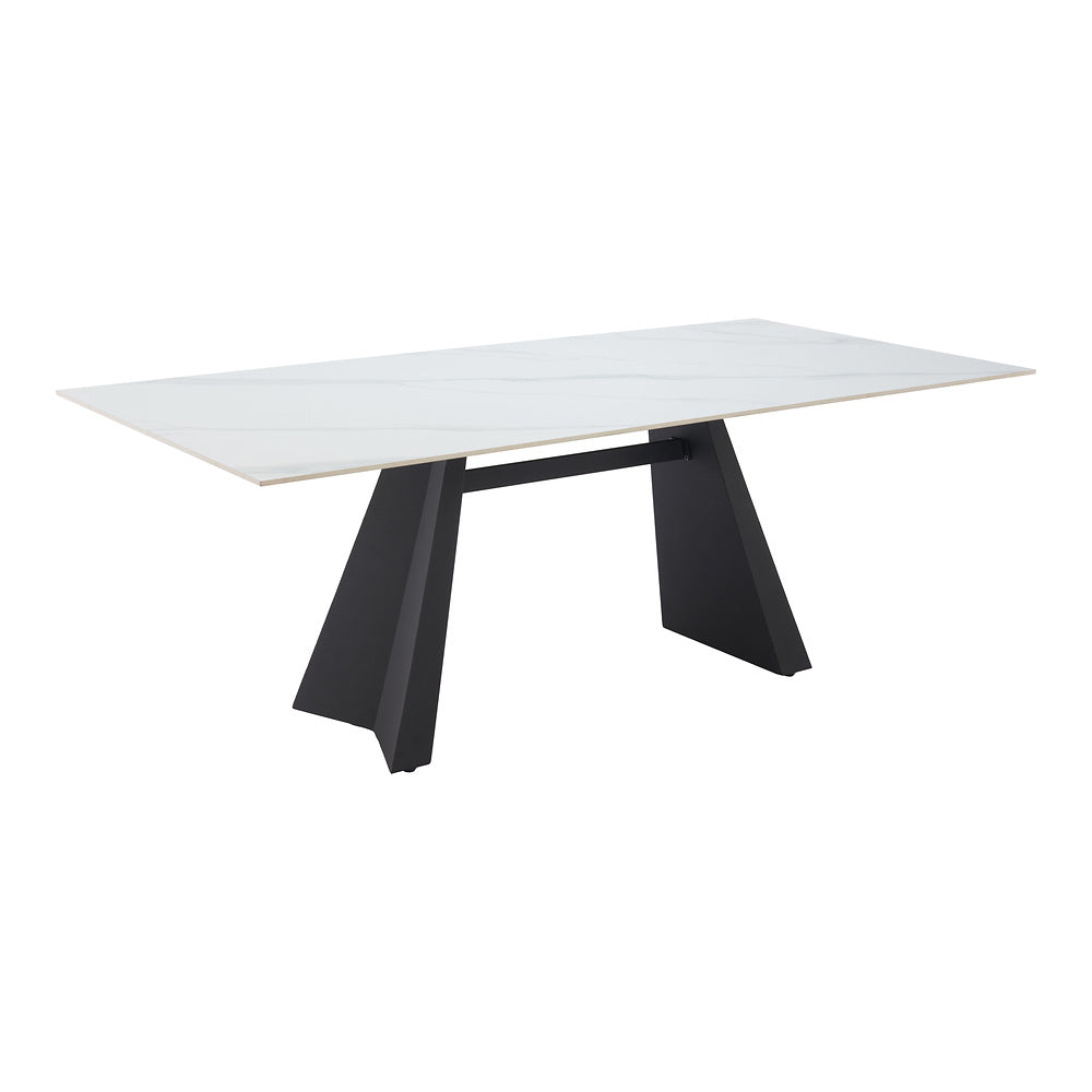 Mesa de Comedor para Bistró - ZUO INKY - Blanco - Cubierta de Piedra Sinterizada Símil Mármol y Estructura de Acero con Recubrimiento en Polvo