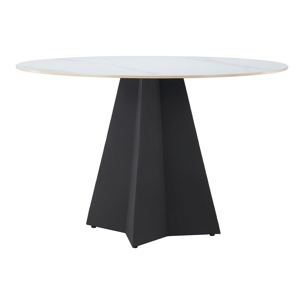 Mesa de Comedor para Hotel - ZUO IZAR - Blanco - Cubierta de Piedra Sinterizada Símil Mármol y Estructura de Acero con Recubrimiento en Polvo