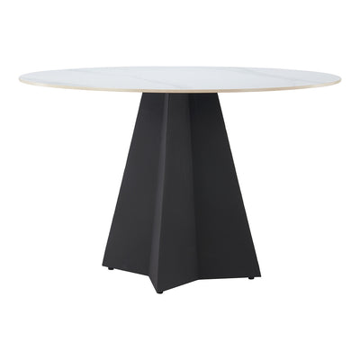 Mesa de Comedor para Hotel - ZUO IZAR - Blanco - Cubierta de Piedra Sinterizada Símil Mármol y Estructura de Acero con Recubrimiento en Polvo