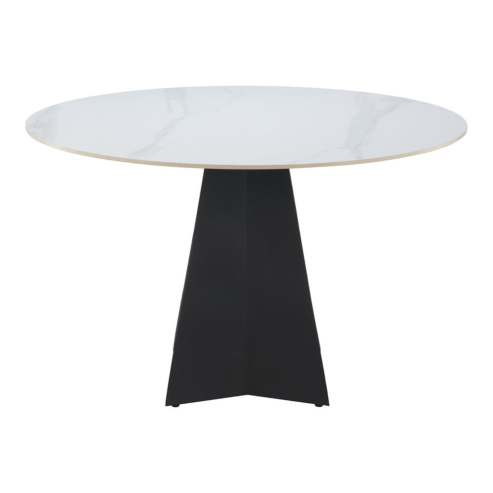 Mesa de Comedor para Hotel - ZUO IZAR - Blanco - Cubierta de Piedra Sinterizada Símil Mármol y Estructura de Acero con Recubrimiento en Polvo