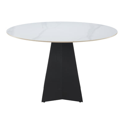 Mesa de Comedor para Hotel - ZUO IZAR - Blanco - Cubierta de Piedra Sinterizada Símil Mármol y Estructura de Acero con Recubrimiento en Polvo