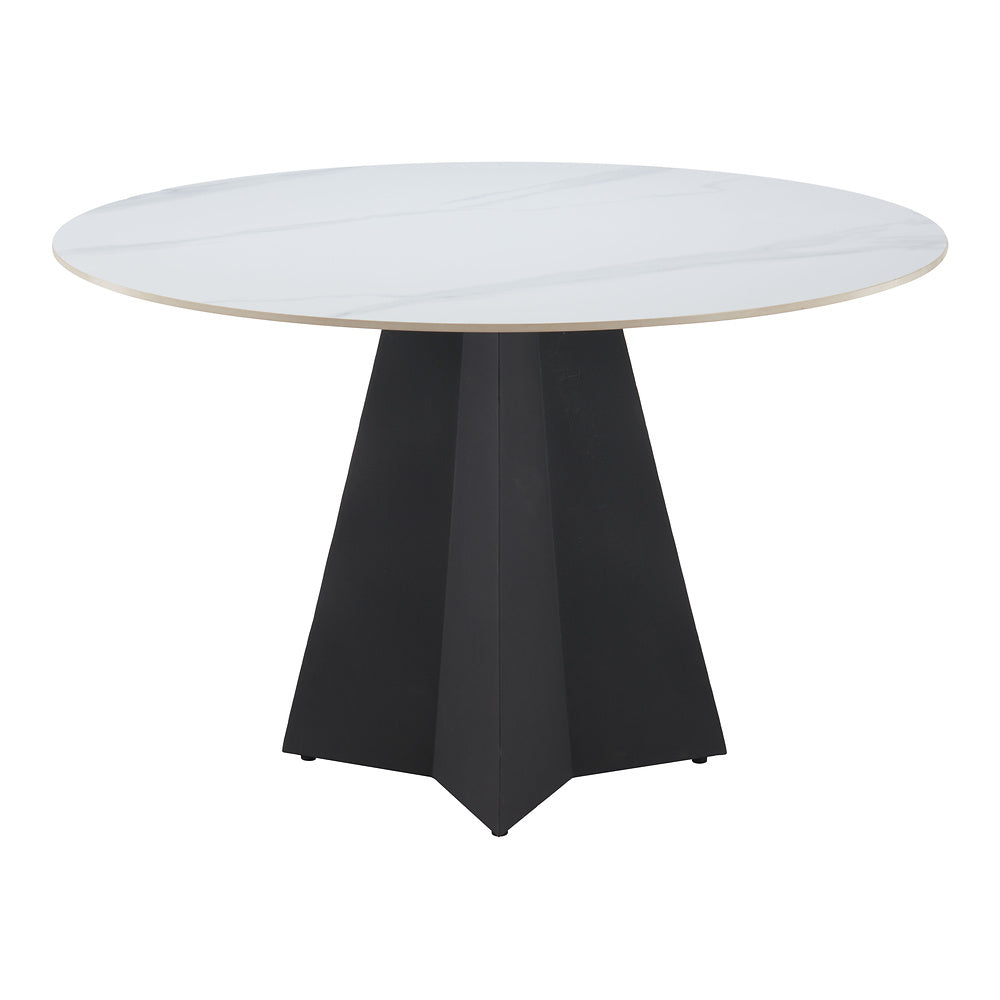 Mesa de Comedor para Hotel - ZUO IZAR - Blanco - Cubierta de Piedra Sinterizada Símil Mármol y Estructura de Acero con Recubrimiento en Polvo