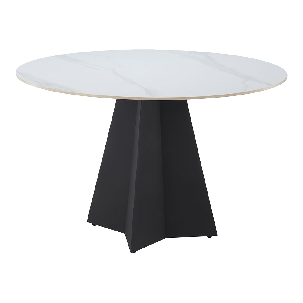 Mesa de Comedor para Hotel - ZUO IZAR - Blanco - Cubierta de Piedra Sinterizada Símil Mármol y Estructura de Acero con Recubrimiento en Polvo